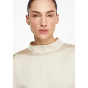 Women's Satin Blouse with High Collar and Dropped Shoulders COMMA image-3