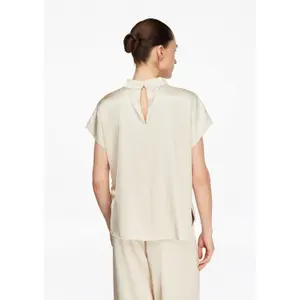 Women's Satin Blouse with High Collar and Dropped Shoulders COMMA image-4