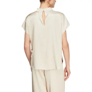 Women's Satin Blouse with High Collar and Dropped Shoulders COMMA image-5