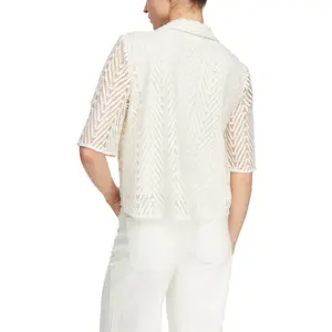 Lace Blouse with Shirt Collar and Three-Quarter Sleeves Women COMMA image-5
