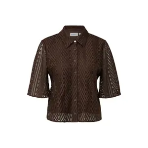 Lace Blouse with Shirt Collar and Three-Quarter Sleeves Women COMMA image-0