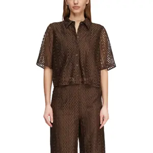 Lace Blouse with Shirt Collar and Three-Quarter Sleeves Women COMMA image-2