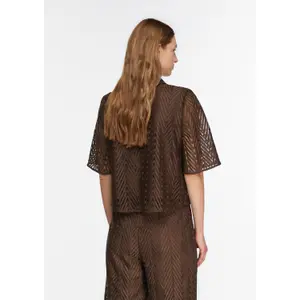 Lace Blouse with Shirt Collar and Three-Quarter Sleeves Women COMMA image-4