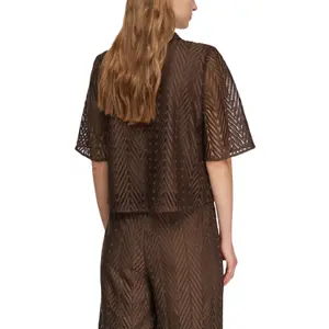 Lace Blouse with Shirt Collar and Three-Quarter Sleeves Women COMMA image-5