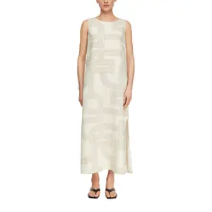Sleeveless Linen and Lyocell Dress with Print Women COMMA image-2