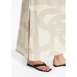 Sleeveless Linen and Lyocell Dress with Print Women COMMA image-3