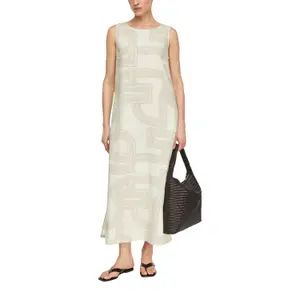 Sleeveless Linen and Lyocell Dress with Print Women COMMA image-6