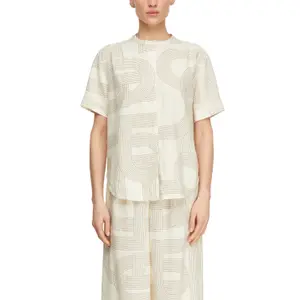 Gathered Collar Linen Blend Blouse for Women COMMA image-2