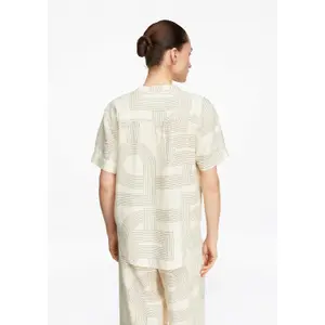 Gathered Collar Linen Blend Blouse for Women COMMA image-4