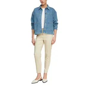 Mid-Rise Dyed Chino Trousers for Women COMMA image-6