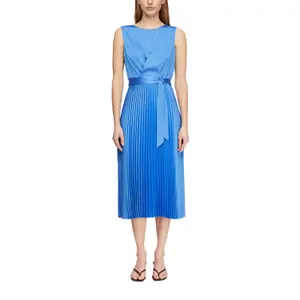 Satin Pleated Dress with Waist Tie Women COMMA image-2