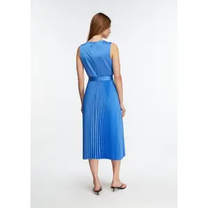 Satin Pleated Dress with Waist Tie Women COMMA image-4