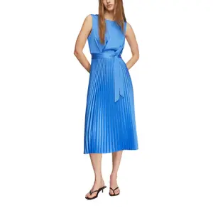 Satin Pleated Dress with Waist Tie Women COMMA image-6
