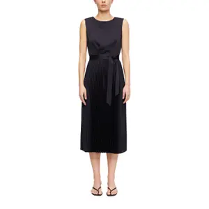 Satin Pleated Dress with Waist Tie Women COMMA image-2