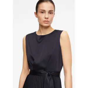 Satin Pleated Dress with Waist Tie Women COMMA image-3