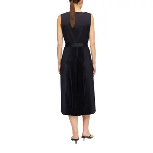 Satin Pleated Dress with Waist Tie Women COMMA image-5