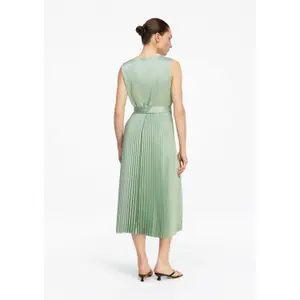 Satin Pleated Dress with Waist Tie Women COMMA image-4