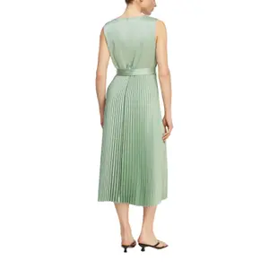 Satin Pleated Dress with Waist Tie Women COMMA image-5