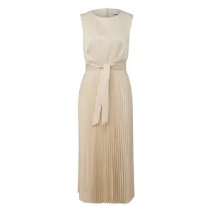 Satin Pleated Dress with Waist Tie Women COMMA image-0
