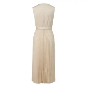 Satin Pleated Dress with Waist Tie Women COMMA image-1