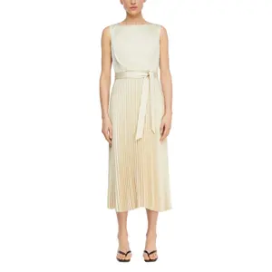 Satin Pleated Dress with Waist Tie Women COMMA image-2