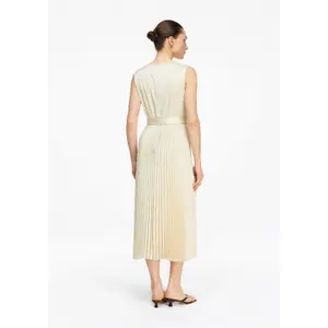 Satin Pleated Dress with Waist Tie Women COMMA image-4