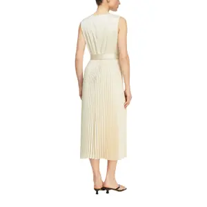 Satin Pleated Dress with Waist Tie Women COMMA image-5
