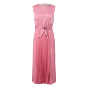 Satin Pleated Dress with Waist Tie Women COMMA image-0