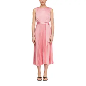 Satin Pleated Dress with Waist Tie Women COMMA image-2