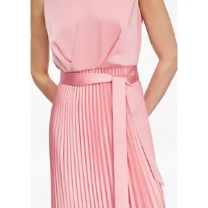 Satin Pleated Dress with Waist Tie Women COMMA image-3