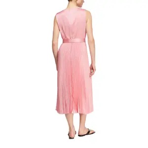 Satin Pleated Dress with Waist Tie Women COMMA image-5