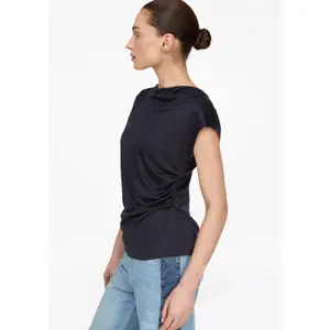 Sophisticated Draped Collar Fluid T-Shirt Women COMMA image-3