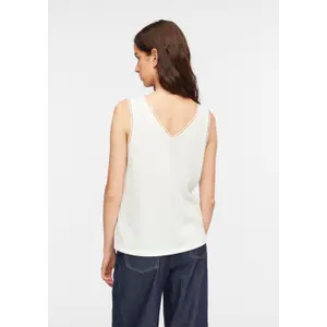 Textured Cotton Tank Top with Stitching Women COMMA image-4