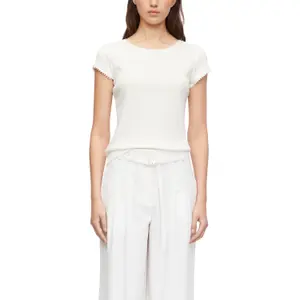 Ribbed T-shirt with Bubble Ribbed Edges Women COMMA image-2