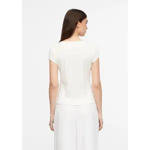 Ribbed T-shirt with Bubble Ribbed Edges Women COMMA image-4