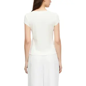 Ribbed T-shirt with Bubble Ribbed Edges Women COMMA image-5