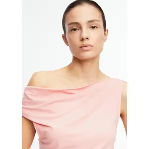 Fluid Asymmetric Draped Neck Tank Top Women COMMA image-3