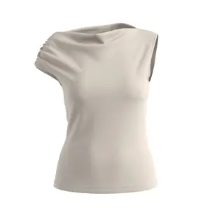 Fluid Asymmetric Draped Neck Tank Top Women COMMA image-0