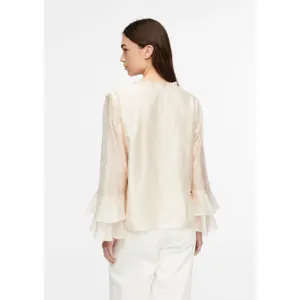 Lyocell Shirt with Ruffled Sleeves and Split Collar for Women COMMA image-4
