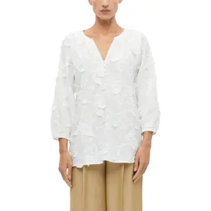 Embroidered Floral Tunic with Notched Collar 3/4 Sleeve Women COMMA image-2