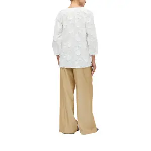 Embroidered Floral Tunic with Notched Collar 3/4 Sleeve Women COMMA image-5