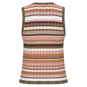 Women’s Striped Sleeveless Openwork Crew Neck Top COMMA image-1