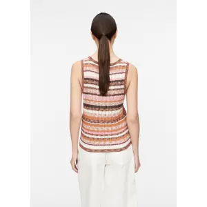 Women’s Striped Sleeveless Openwork Crew Neck Top COMMA image-4