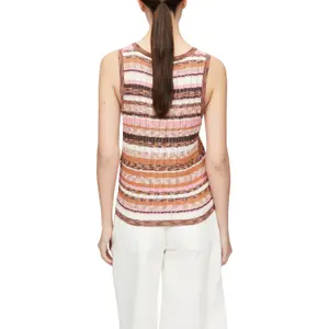 Women’s Striped Sleeveless Openwork Crew Neck Top COMMA image-5