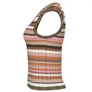 Women’s Striped Sleeveless Openwork Crew Neck Top COMMA image-6