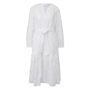 Long Sleeve Cotton Voile Dress with Belt for Women COMMA image-0