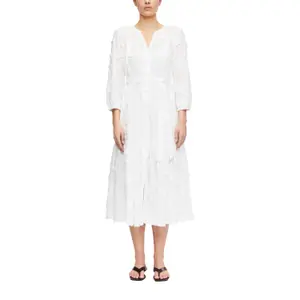 Long Sleeve Cotton Voile Dress with Belt for Women COMMA image-2