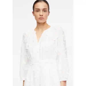 Long Sleeve Cotton Voile Dress with Belt for Women COMMA image-3