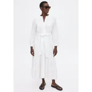 Long Sleeve Cotton Voile Dress with Belt for Women COMMA image-6
