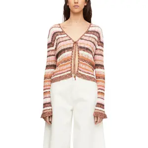 Women's Knitted Cardigan with Ruffle Details COMMA image-2
